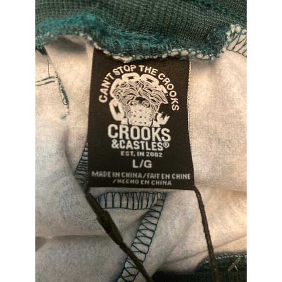 Crooks & Castles Men's L Paisley AOP Jogger Pants Teal Green Blue Sweatpants NWT - Picture 6 of 7